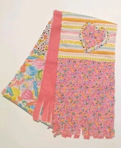 Handmade Girls Kids Pink Patchwork Fleece Scarf Heart Applique 7" x 60" - Picture 1 of 13