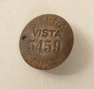 Sierra Vista Ranch Brass Worker's Badge 5459 (B5A-13/JSF6) Unmarked WWII Era - Picture 1 of 5