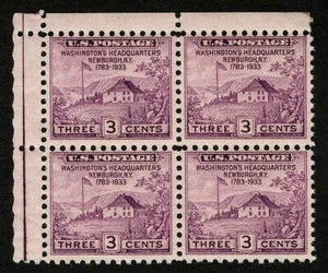 US 1933 #727 Peace of 1783 Issue 3c Block of 4 Mint NH MNH - Picture 1 of 2