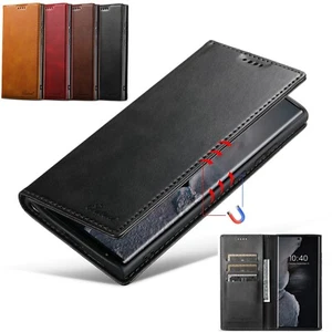 For Samsung S24 Ultra S23 FE S23 S22 S21 Magnetic Folding Card Slots Wallet Case - Picture 1 of 25
