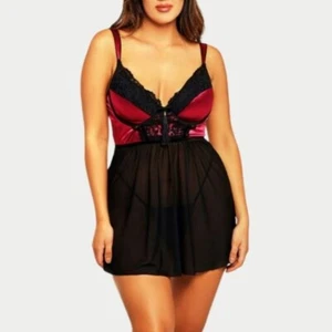 ICOLLECTION Black and Pink Tatiana Babydoll Size M - Picture 1 of 6