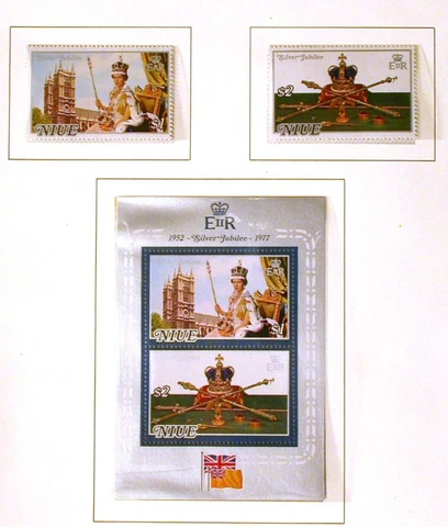 NIUE Queens Silver Jubilee, MNH   set of 2 stamps, souvenir sheet Cover