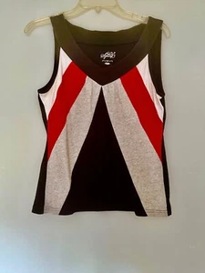 Style & Co. Sport Casual Black/Grey/Red/White Cotton Sleeveless Top. Sz - Medium - Picture 1 of 4