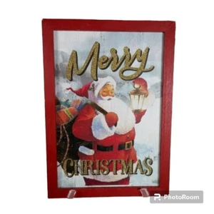 Santa Clause Picture Wood 10x14 Square Modified Item *STAND NOT INCLUDED* - Picture 1 of 12