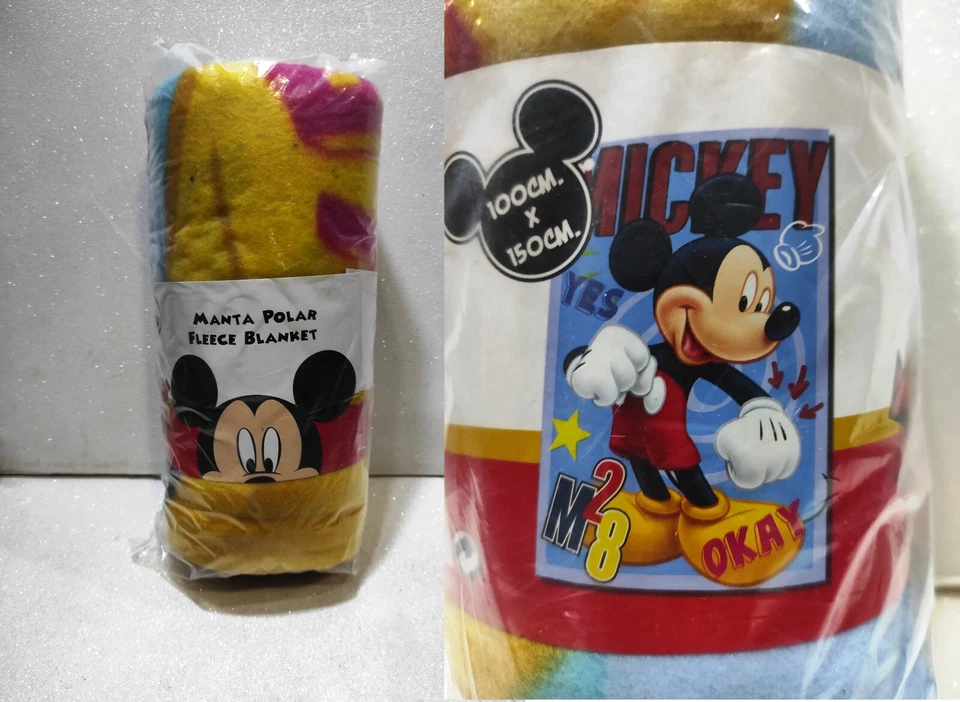 DISNEY MICKEY MOUSE TOPOLINO PLAID MANTA POLAR FLEECE BLANKET 150 X 100 CM - Immagine 1 di 1