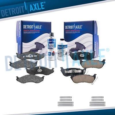 Front & Rear Ceramic Brake Pads w/Hardware for 2003 2004 2005 2006 Jeep Wrangler - Image 1 of 4