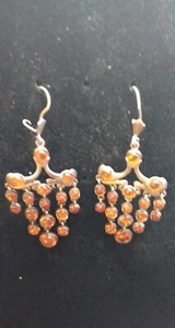 Vintage Natural Amber Chandelier Earrings - Picture 1 of 6