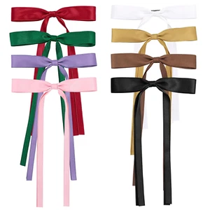 8PCS Satin Ribbon Hair Clips for Women & Girls - Cute Ponytail Holders - Picture 1 of 12