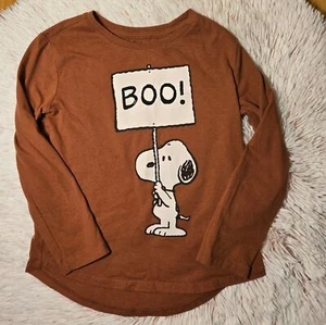 GAP Kids BOO! Peanuts Snoopy Brown Long-sleeved Top Small 6-7 youth - Picture 1 of 6