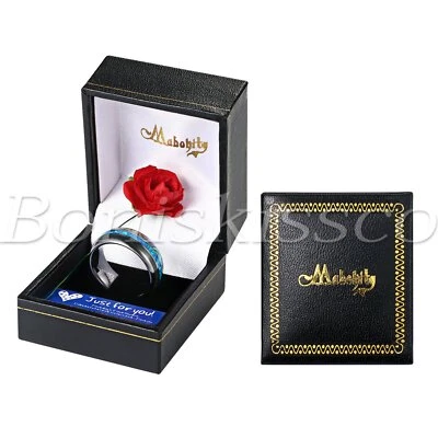 Mujeres Hombres Parejas Lujo Ópalo Carburo de Tungsteno Anillo Alianza de Boda Regalo de San Valentín Foto 1 de 4