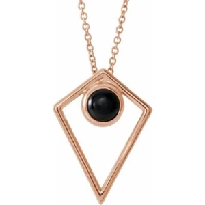 Collar de pirámide cabujón de ónix negro natural de 14 K de 16-18 - Imagen 1 de 3