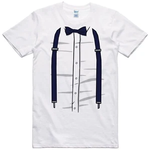 Mens Novelty T Shirt Bow Tie & Shirt Top - Picture 1 of 1