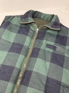 VTG Woodland Reversible Insulated Hunting Vest Green Plaid Flannel Men’s XL F2 - Picture 1 of 7