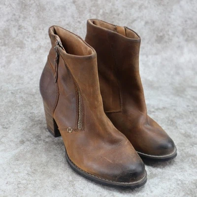 Clarks Indigo Mission Boots Brown Distressed Leather Zip Heel Womens Size 6.5 M - Image 1 of 4