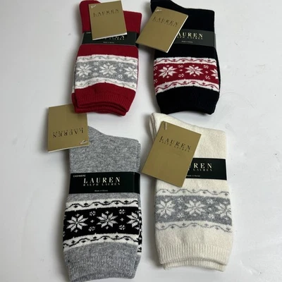 Lote De 4 Calcetines Nuevos Con Etiquetas Lauren Ralph Lauren Copo De Nieve Talla 9-11 Foto 1 de 4