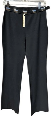 Vintage 90s NWT VERTIGO Paris Bootcut Pants 6/38 Black Silver Belt Logo Career - Image 1 of 4
