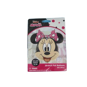Large 35" Birthday Balloon Disney Minnie Mouse Head Mylar Foil Pink & Black - Picture 1 of 3