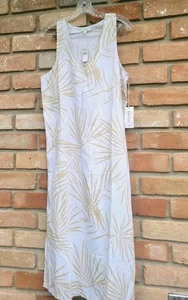 Women's Organic Maxi Linen Blend Dress Sz Med NWT White Palm Print HAVEN Classic - Picture 1 of 12