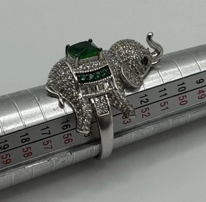 Cote D’Argent Sterling Silver 925 CN Cubic Zirconia Figural Elephant Ring Sz 7 - Picture 1 of 6