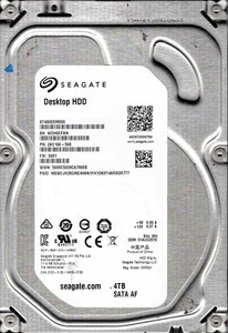 ST4000DM000 P/N: 2AE166-568 F/W: 0001 WU WDH0 AUG 2016 Seagate 4TB - Picture 1 of 2