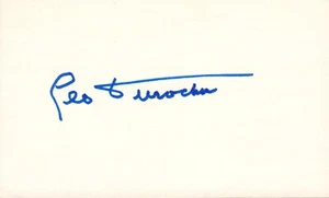 Leo Durocher Signed 3x5 Index Card Auto HOF COA Yankees Dodgers Blue Sharpie - Picture 1 of 1