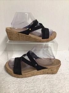 Sandali Crocs A Leigh donna taglia 9 neri pelle sughero zeppa scarpe con cinturino - Foto 1 di 9
