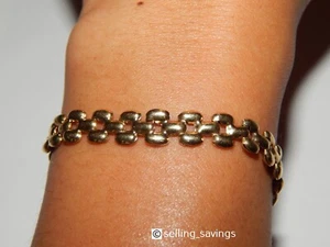 14K YELLOW GOLD ITALIAN PANTHER LINK BRACELET 6.5 MM WIDE 7 INCH LONG - Picture 1 of 9