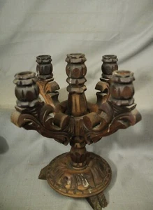 Antiguo candelabro de madera tallada ornamentado 5 candelabros candelabros - Imagen 1 de 8