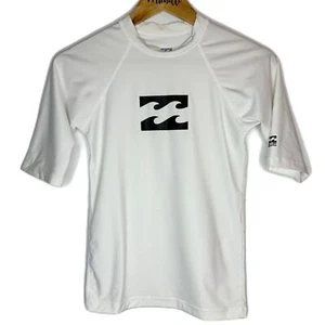 Billabong Boys Performance Fit Surf 50 UPF Rash Guard Shirt White Short Sleeve - Picture 1 of 6