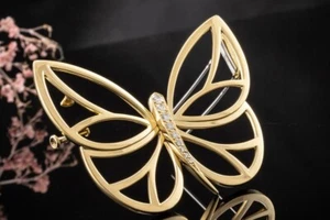 Van Cleef & Arpels Schmetterling Große Brosche Nadel Gelbgold Diamanten Schmuck - Bild 1 von 5