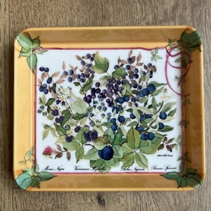 Vintage Vineyard Berries Melamine Tray Trinket Made in Italy Blue Mebel AT 1 - Picture 1 of 5