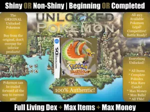 Authentic Unlocked Pokemon HeartGold - All 493 Shiny Pokemon, All Items! DS/3DS - Picture 1 of 2