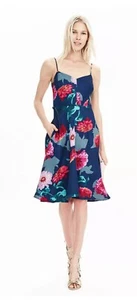 Preowned Banana Republic Geber Daisy Floral Midi Dress Size 14T - Picture 1 of 16