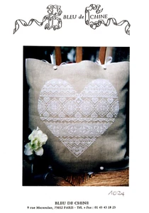 Lace Heart Pillow Cover, Counted Cross Stitch Pattern by Bleu de Chine - Picture 1 of 1