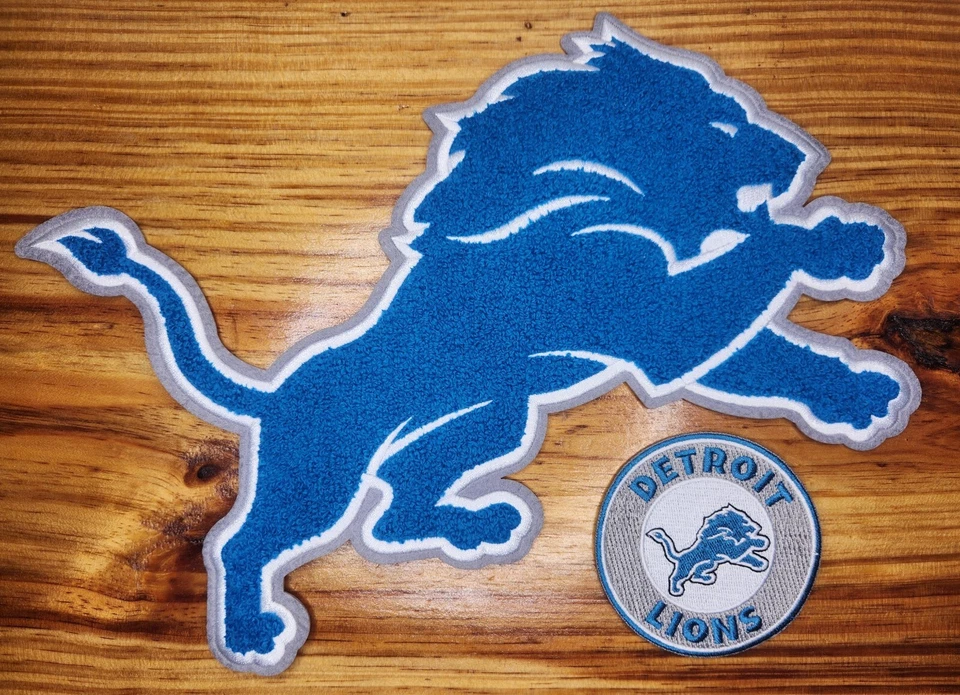 10" x 3" Lions chenille and embroidered iron on patch. No sewing needed! - Image 1 of 1