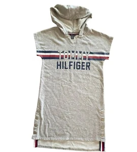 Tommy Hilfiger Girls Flag Stripe Logo Graphic Sweat Shirt Hoodie Dress Sz 8/10 M - Picture 1 of 12