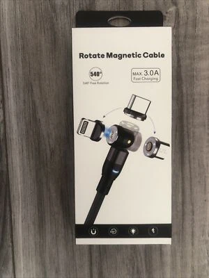 180°+360° Rotate Magnetic Charger Cable Phone Fast Charging Type C Micro USB IOS - Image 1 of 2