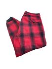 Vintage Wool Red Plaid pants outdoors hunting Elastic Ankle Waist 46 Inseam 30