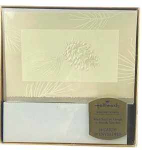 Hallmark Christmas Holiday Cards Pinecone Embossed Glitter 18 Cards Envs Elegant - Picture 1 of 5