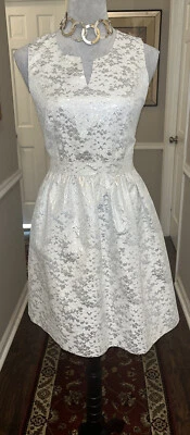 White & Silver Kensie Knee Length Sleeveless Cocktail Dress - Image 1 of 4