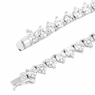 Унисекс 3 зубца 1 ряд 4 мм кубический цирконий CZ теннисный браслет серебро золото отделка - Изображение 1 из 2