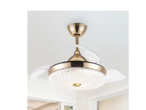ANTOINE 36" LED French Gold Retractable Ceiling Fan with Light Kit & Remote - Picture 1 of 6