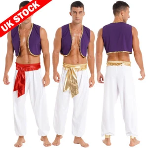 UK Adult Arabian Prince Costume Halloween Cosplay Costume Fancy Dress Up Clothes - Picture 1 of 33