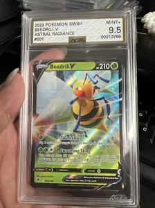 2022 Pokemon SWSH Astral Radiance Beedrill V Ultra Rare 1/189 #001 AGS 9.5 MINT - Picture 1 of 4