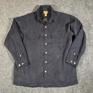 St Johns Bay Mens Large Navy Quilted Lined Flannel Long Sleeve Snap Up Shirt - Picture 1 of 9