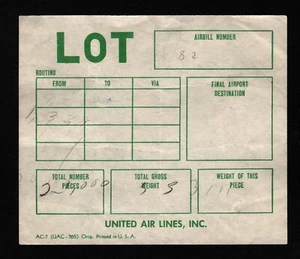 OPC Vintage United Air Lines LOT Label 42834 - Picture 1 of 1
