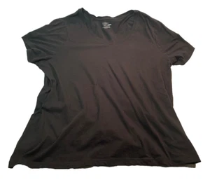 Schwarzes T-Shirt Pima Baumwolle Strick Neu Ohne Etikett XXL & XXXL Plus Oberteil - Bild 1 von 6