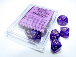 Chessex Borealis® Royal Purple/gold Luminary™ Set of Ten Luminary™ d10s 27387 - Picture 1 of 3