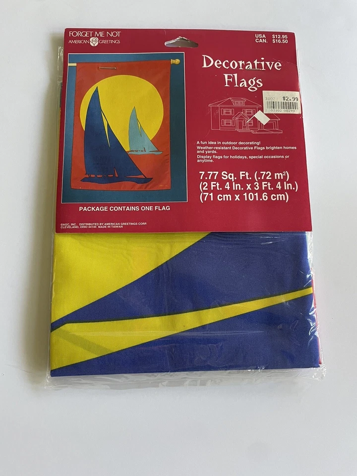 Vtg Forget Me Not American Greetings Decorative Flag Sailboats Outdoor Decor