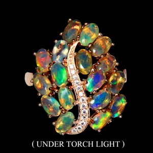 Valentine 925 Silver Ring Oval Fire Opal Natural Gemstone Jewelry Size 9 - Picture 1 of 9